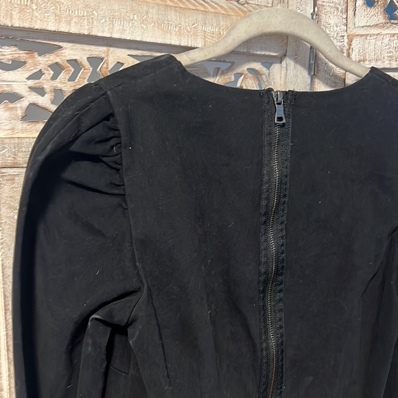 Raw Hem Long Sleeve Dress Black with Zipper back and sleeves. Size Small - Picture 8 of 8